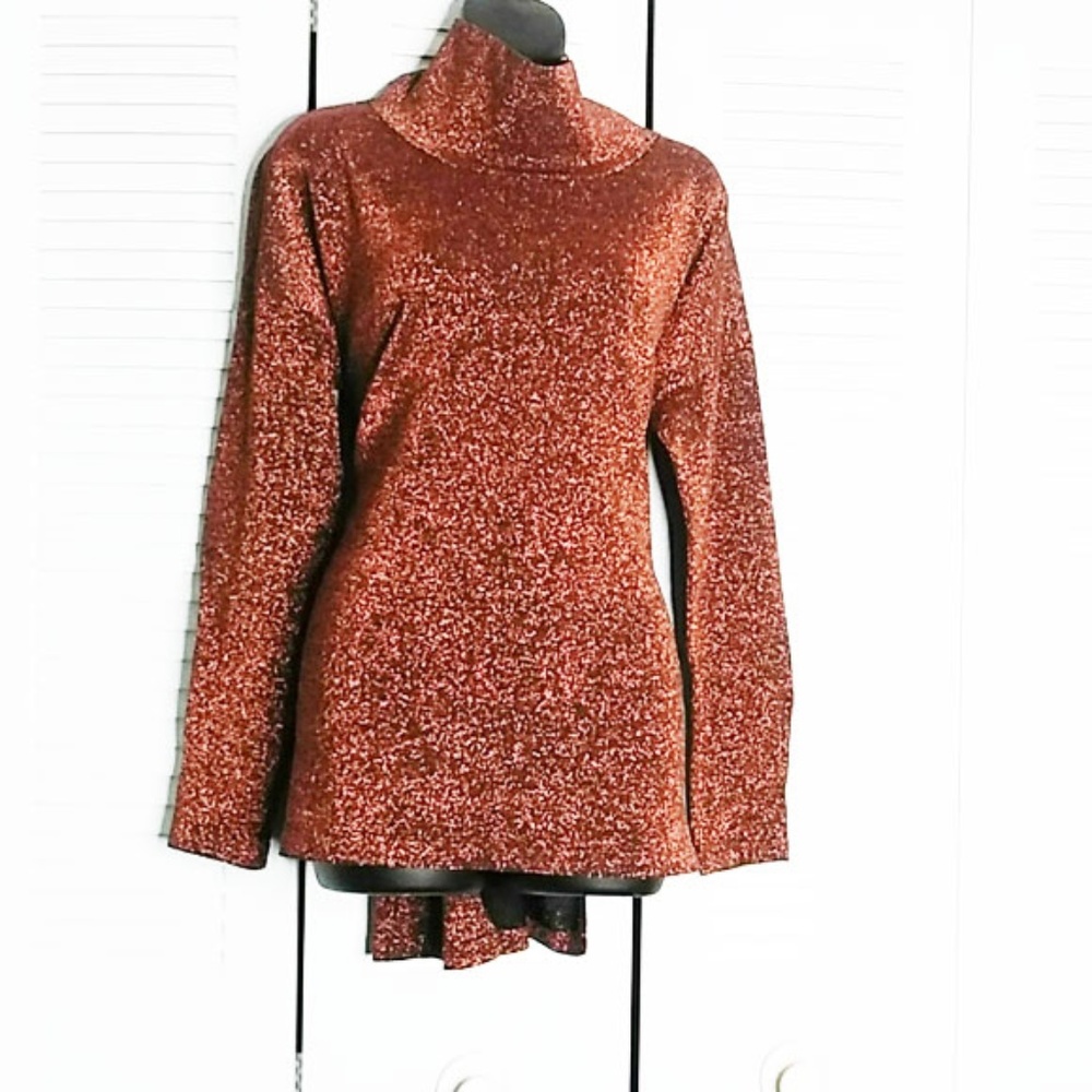 ASOS Women's  Rust Metallic High/Low Turtleneck 12